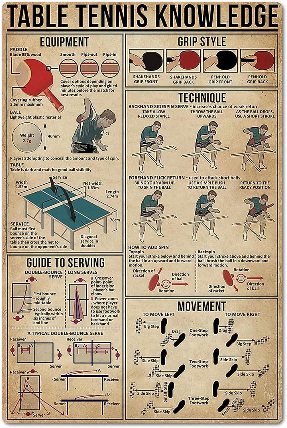 Letrero de metal con diseño de - Table Tennis Knowledge Poster reseña y precio